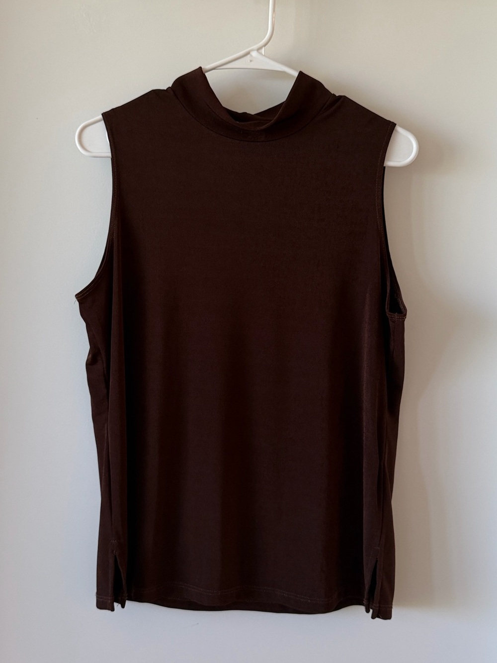 Notations Sleeveless Mock Neck Top - Brown